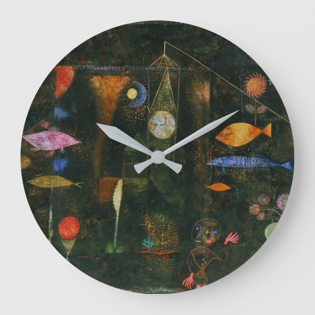 Fischzauber - Paul Klee Große Wanduhr (Vorderseite)