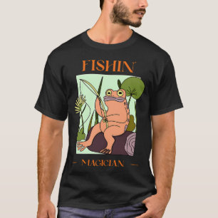 Fischzauberer Frosch Design T-Shirt