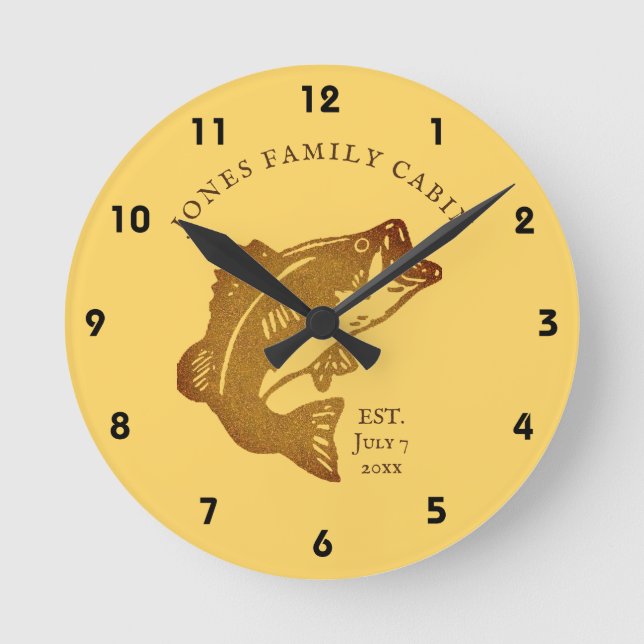 Fischzucht Runde Wanduhr (Vorderseite)