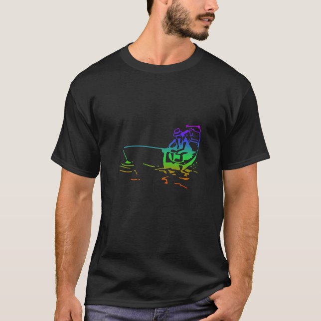 Fischzucht Schatten in Regenbogenfarbe T-Shirt (Vorderseite)