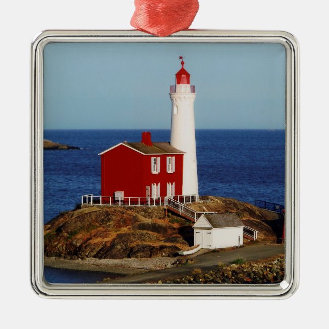 Fisgard Leuchtturm Silbernes Ornament (Vorne)