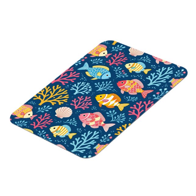 Fish and coral nautical blue magnet (Linke Seite)