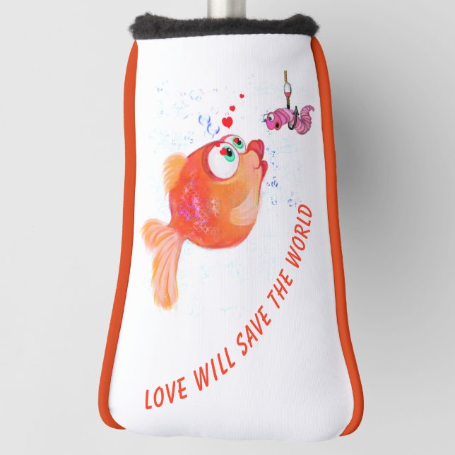 Fish and Worm Golf Head Cover - Custom Text Headcover (Rotieren 90)