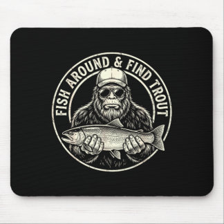 Fish around and find trout fishing bigfoot mousepad