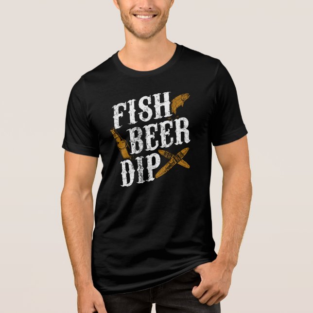 Fish Beer Dip Funny Outdoor Party Gag Tri-Blend Shirt (Vorderseite)