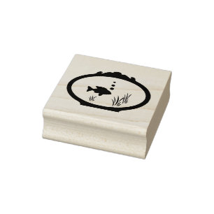 Fish Bowl Wood Art Briefmarke Gummistempel