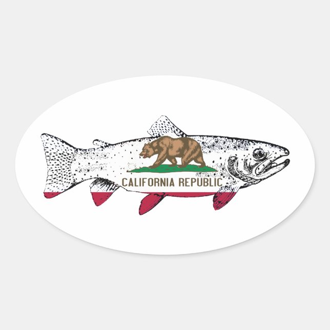 Fish California Trout Ovaler Aufkleber (Vorderseite)