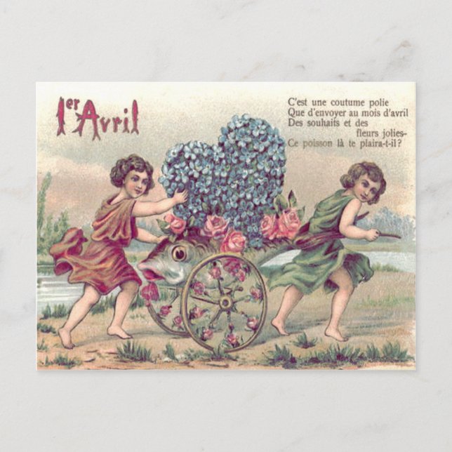 Fish Cart Forget-Me-Not Roses Postkarte (Vorderseite)