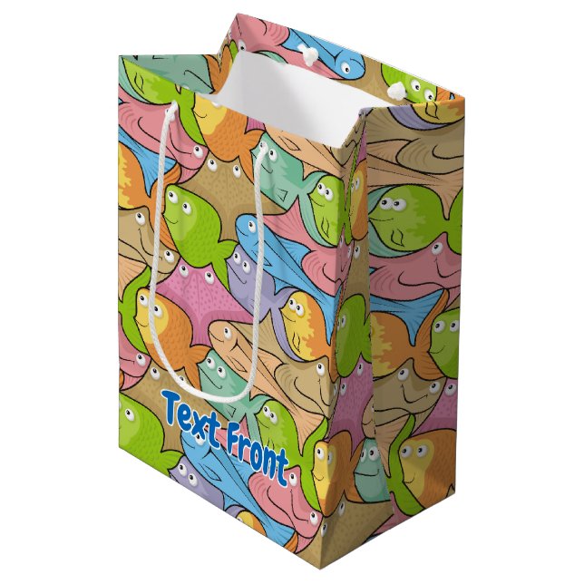 Fish Cartoons medium gift bag Mittlere Geschenktüte (Vorderseite Schrägansicht)