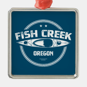 Fish Creek Oregon Kayak Ornament Aus Metall