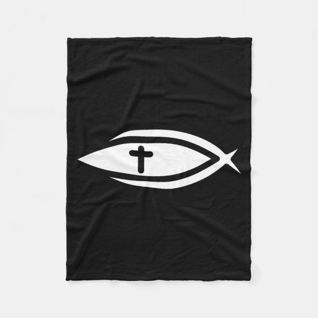 Fish Cross Jesus Christian Prayers Mens Womens  Fleecedecke (Vorderseite)