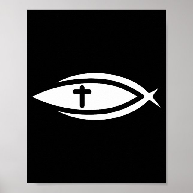 Fish Cross Jesus Christian Prayers Mens Womens  Poster (Vorne)