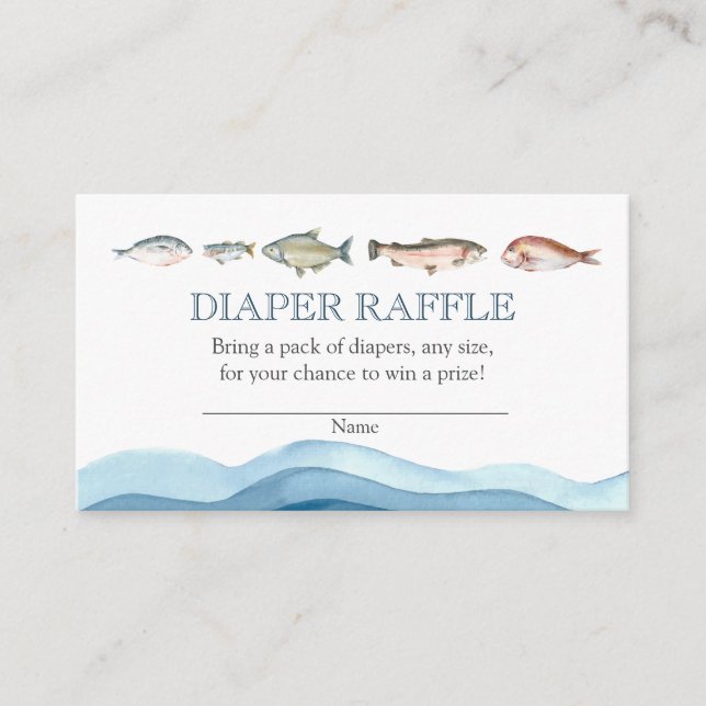 FIsh Diaper Raffle Babydusche Beilage Begleitkarte (Vorderseite)