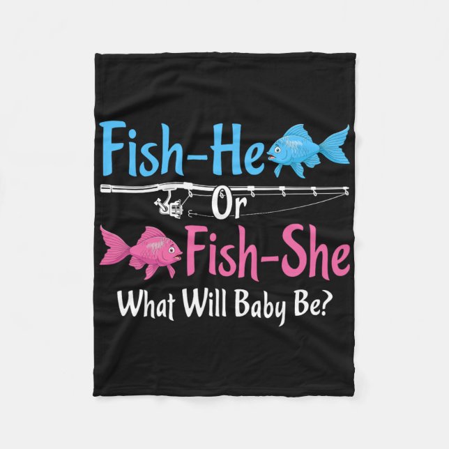 Fish-er oder Fish-sie Geschlechtsenthüllung Baby  Fleecedecke (Vorderseite)