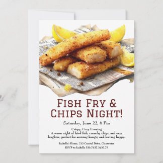 Fish Fry & Chips – Casual Seafood Party Invitation Einladung