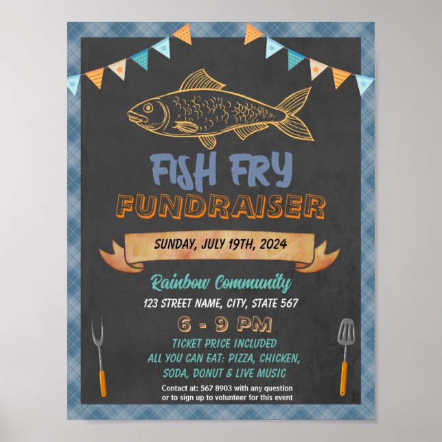 Fish Fry Fundraiser-Ereignisvorlage Poster (Vorne)