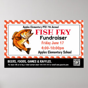 FISH Fry Fundraiser PTO PTA Church Banner Poster