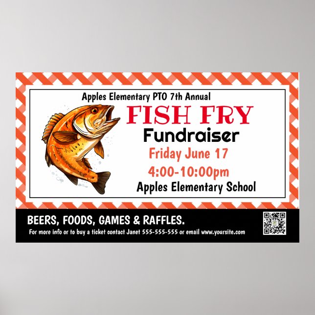 FISH Fry Fundraiser PTO PTA Church Banner Poster (Vorne)