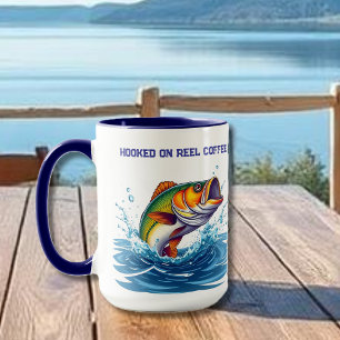 Fish-Funny-Hooked on Reel Coffee Tasse