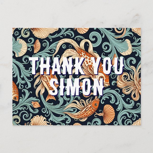 fish goldene Illustration danke Postcard Postkarte (Vorderseite)