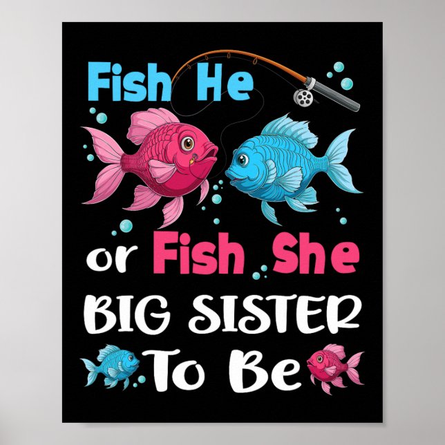 Fish He Or Fish She Gender Reveal Family Matching  Poster (Vorne)