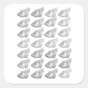 Fish Head Muster Quadratischer Aufkleber