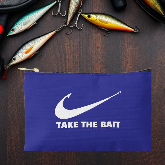 Fish Hook-Fisherman Core-Take the Bait-Deep Blue Zubehörtasche (Fish Hook-Take the Bait- Fisherman Core-Gift For Him-Small Pouch-Deep Blue)