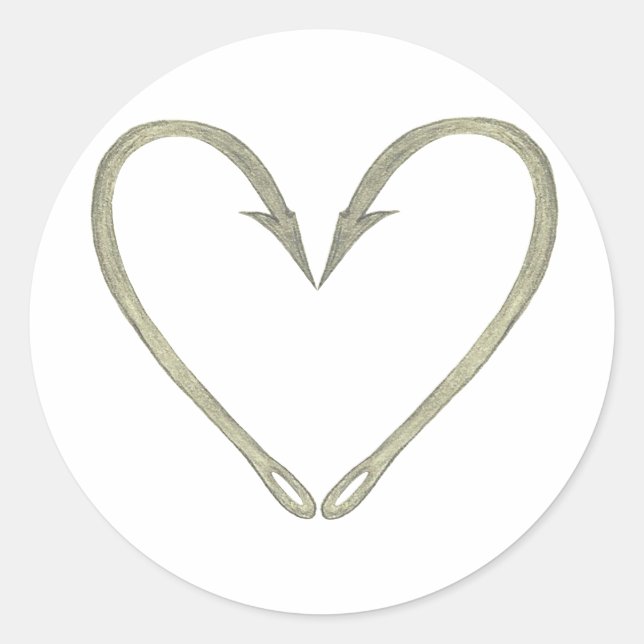 Fish Hook Heart Runder Aufkleber (Vorderseite)
