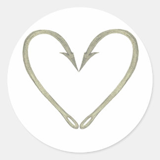 Fish Hook Heart Runder Aufkleber