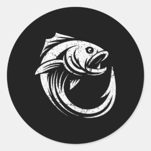 Fish Hook Minimalistische Kunst Anglers Einfache L Runder Aufkleber