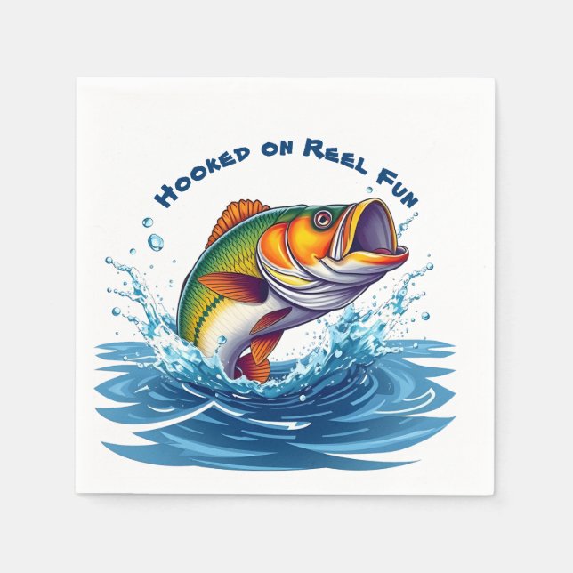 Fish-Hooked on Reel Fun Serviette (Vorderseite)