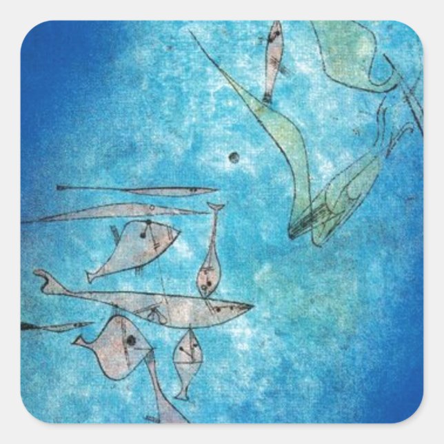 Fish Image von Paul Klee Quadratischer Aufkleber (Vorderseite)