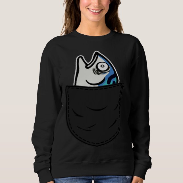 Fish in Pocket Meme Animal Sweatshirt (Vorderseite)