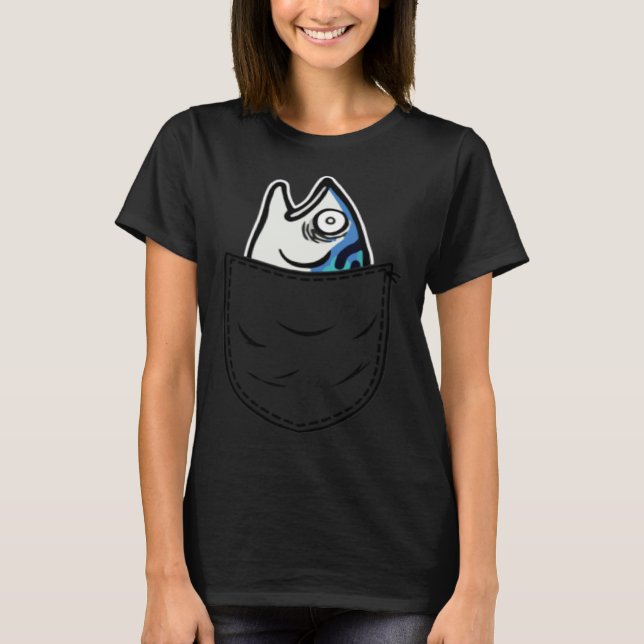 Fish in Pocket Meme Animal T-Shirt (Vorderseite)