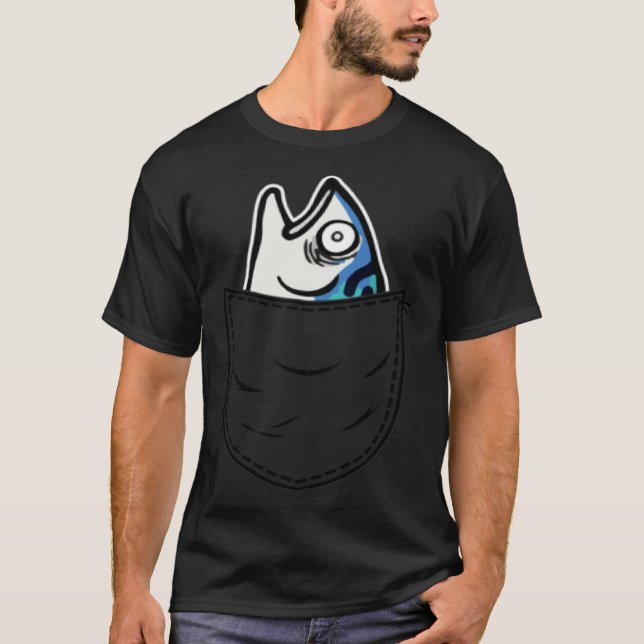 Fish in Pocket Meme Animal T-Shirt (Vorderseite)