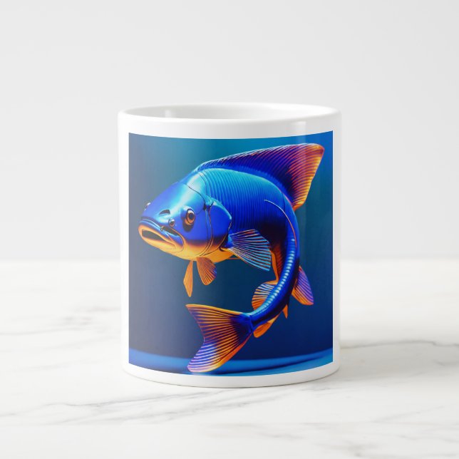 Fish Logo Mug | Cute & Minimal Aquatic Design Jumbo-Tasse (Vorderseite)