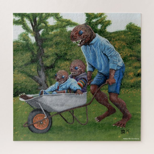 Fish Man Autumn Fun Fantasy Art Large Puzzle (Vertikal)