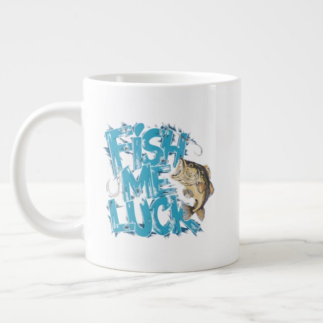 Fish Me Luck Graffiti Bass Art Jumbo-Tasse (Links)