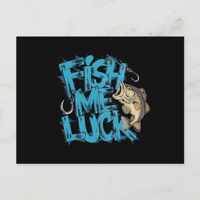 Fish Me Luck Graffiti Bass Art Postkarte (Vorderseite)