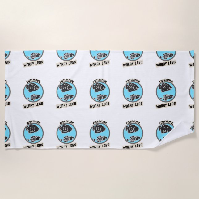 Fish More Worry Less Strandtuch (Vorderseite)