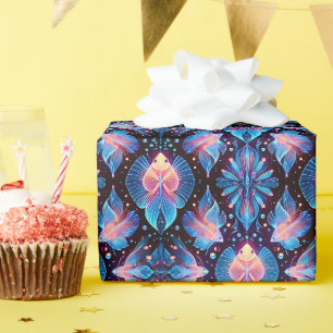 FISH ~ Muster BLUE PINK BLACK Shades ~ Geschenkpapier