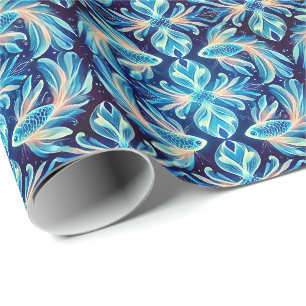 FISH ~ Muster BLUE Shades ~ Geschenkpapier