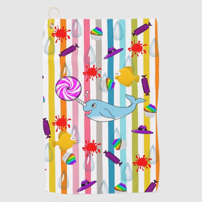 Fish Narwhal Golf Towel Golfhandtuch (Vorderseite)