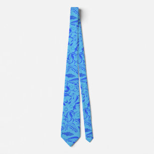 Fish pattern blue 10.b Lblue BG Krawatte