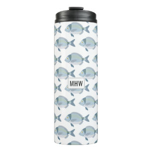 Fish Pattern Custom Monogram Tumbler Thermosbecher