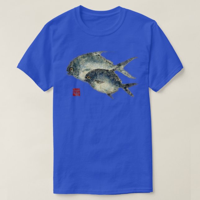 Fish Prints Original Art Gyotaku Florida Pompano T-Shirt (Design vorne)