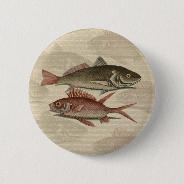 Fish Red Perch Fisherman Art Button (Vorderseite)