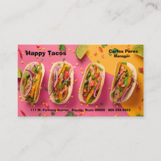 Fish tacos on a colorful background visitenkarte