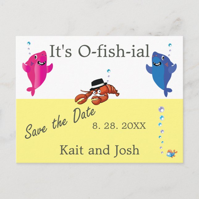 Fish Theme Humster Mobster Hochzeit Postcard Postkarte (Vorderseite)