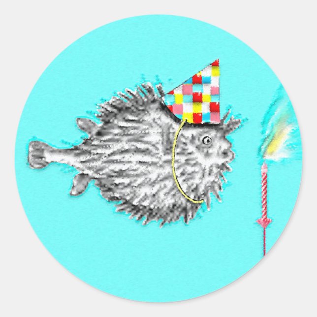 Fish Themed Birthday Party Runder Aufkleber (Vorderseite)